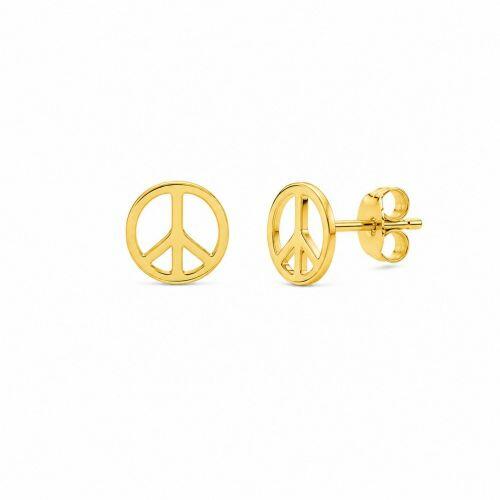 Brinco S�mbolo da Paz Liso Banhado em Ouro18k