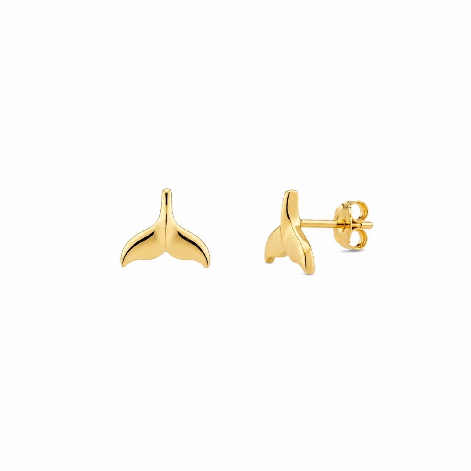 Brinco Mini Rabo de Baleia Abaulado Banhado em Ouro18K