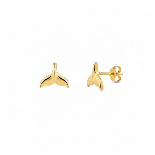 Brinco Mini Rabo de Baleia Abaulado Banhado em Ouro18K