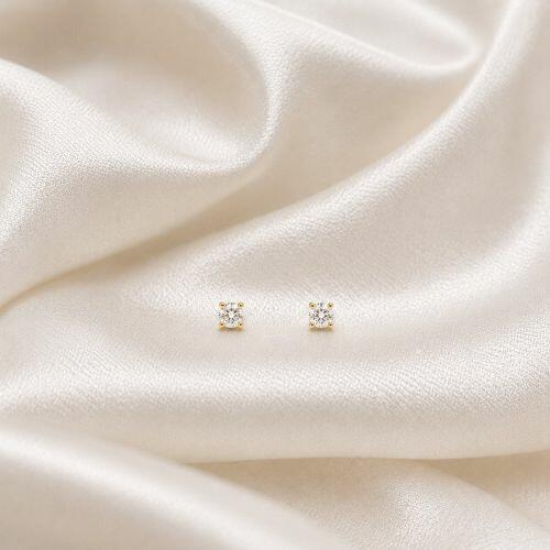 Brinco Ponto de Luz Redondo 0.3cm com Zirc�nias Banhado em Ouro18k