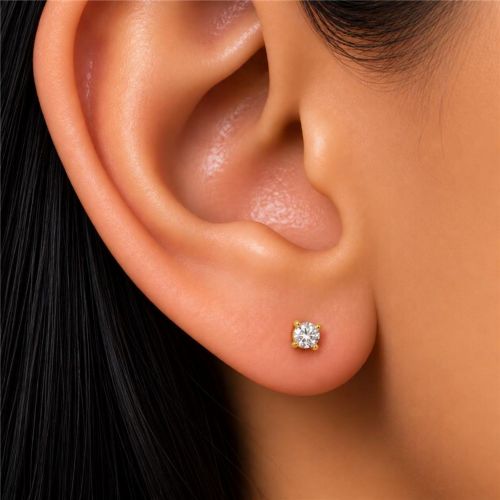 Brinco Ponto de Luz Redondo 0.3cm com Zircônias Banhado em Ouro18k
