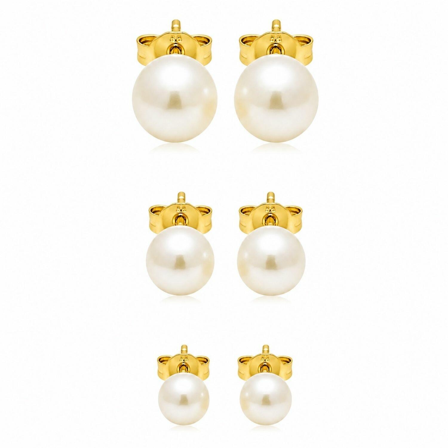 Brinco Trio Pérola Banhado em Ouro18k