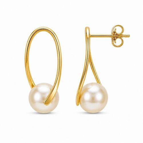 Brinco em L com P�rola Banhado em Ouro18k