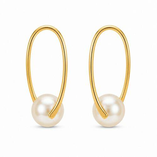 Brinco em L com Pérola Banhado em Ouro18k