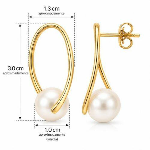 Brinco em L com Pérola Banhado em Ouro18k