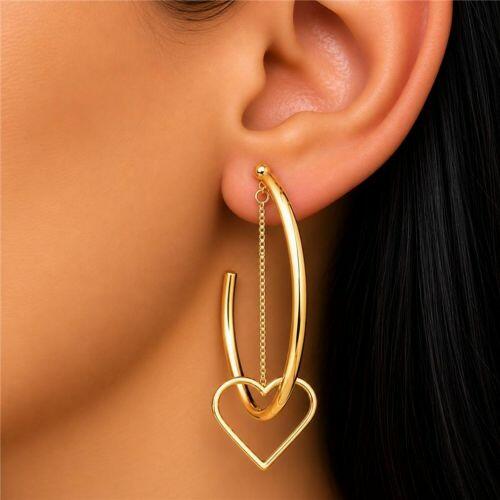 Brinco Argola Lisa com Coração Banhado em Ouro18k