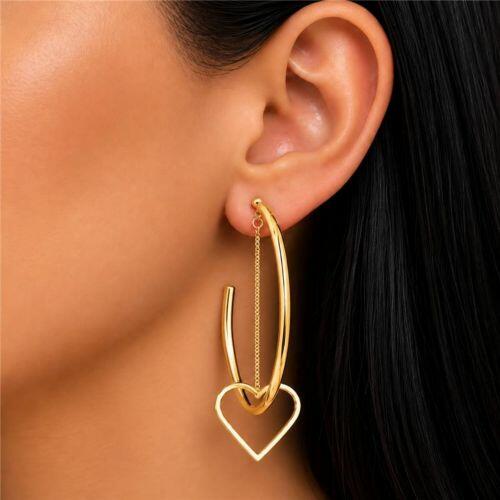 Brinco Argola Lisa com Coração Banhado em Ouro18k
