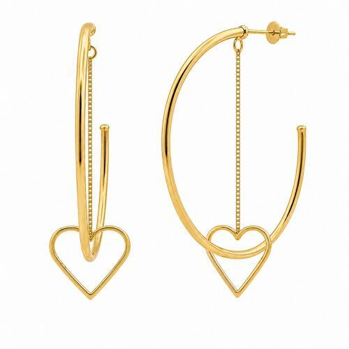 Brinco Argola Lisa com Coração Banhado em Ouro18k