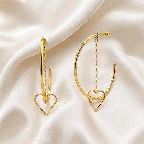 Brinco Argola Lisa com Coração Banhado em Ouro18k