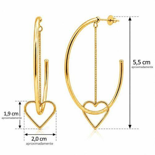 Brinco Argola Lisa com Coração Banhado em Ouro18k