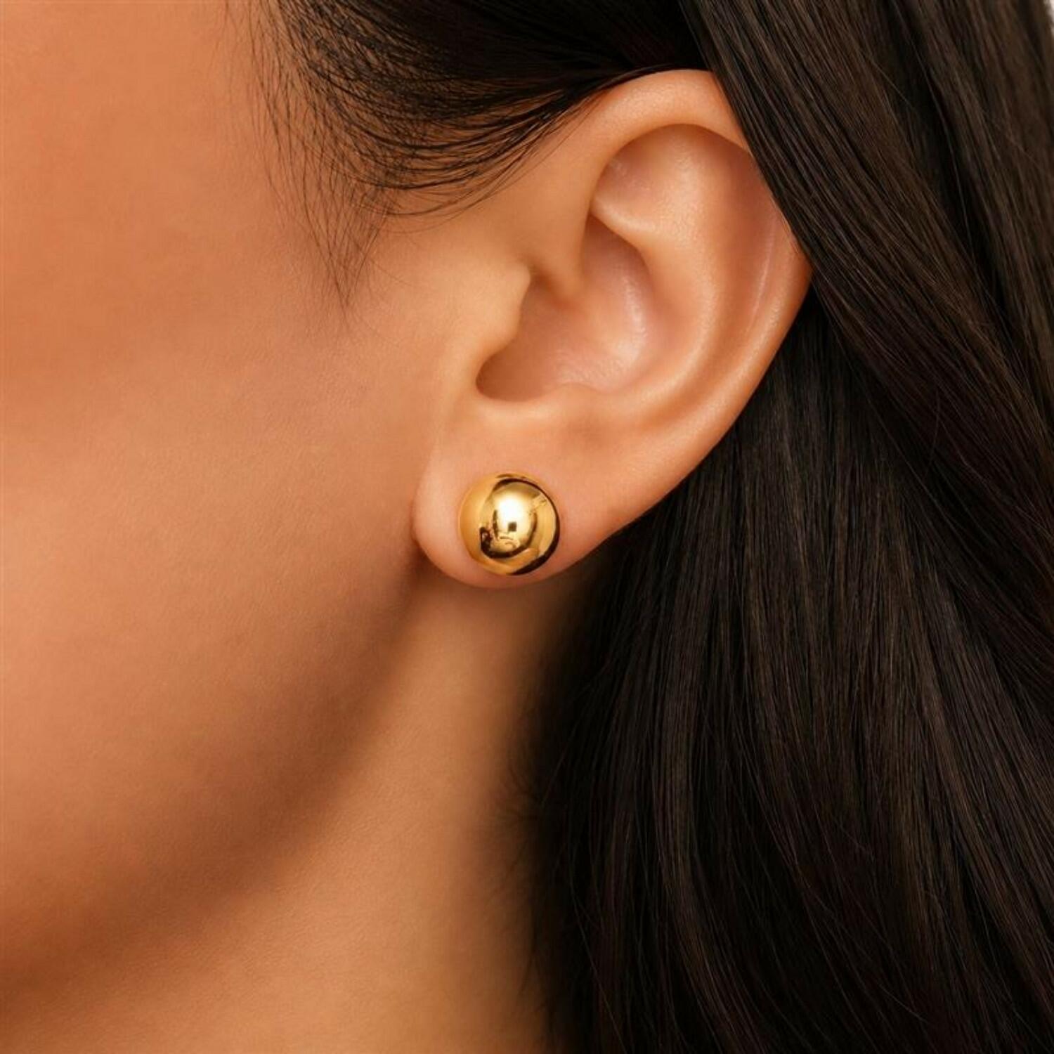 Brinco Bola 1.0 cm Lisa Banhado em Ouro18k