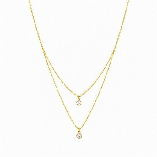 Choker Duplo Ponto de Luz Zircônia Cristal Banhado em Ouro18k