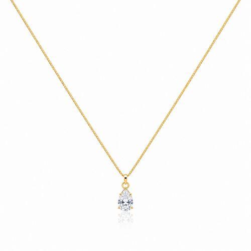 Colar Gota 8mm Zircônia Cristal Banhado em Ouro 18K