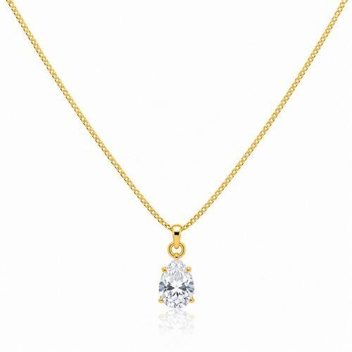 Colar Gota 8mm Zirc�nia Cristal Banhado em Ouro 18K