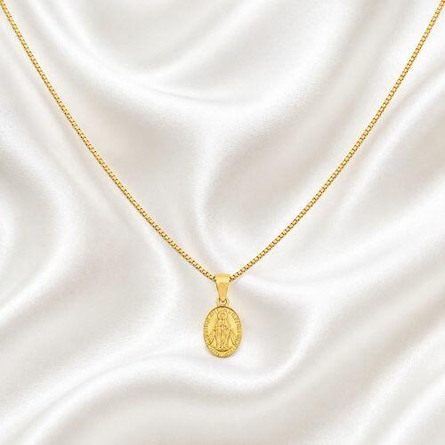 Choker Mini Nossa Senhora Milagrosa Banhado em Ouro 18k