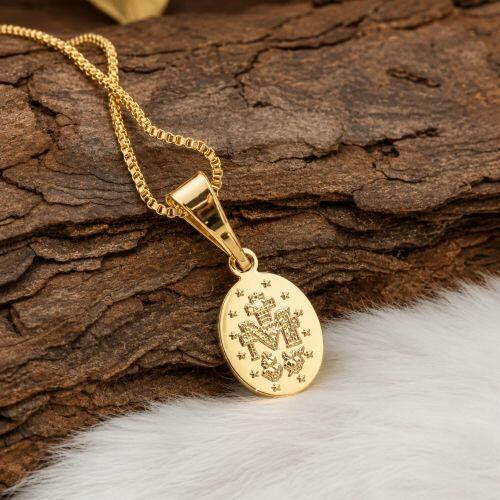 Choker Mini Nossa Senhora Milagrosa Banhado em Ouro 18k