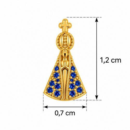 Choker Mini Nossa Senhora Aparecida Micro Zircônia Azul Banhado em Ouro18k