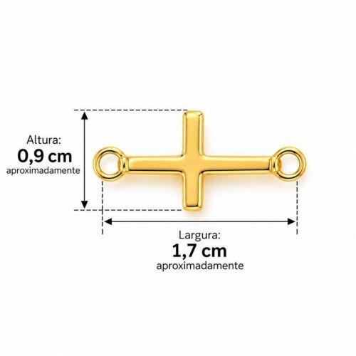 Choker Cruz Deitada Lisa Banhado em Ouro18k