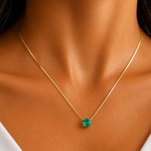 Colar Ponto de Luz Zirc�nia Turmalina Banhado em Ouro 18k