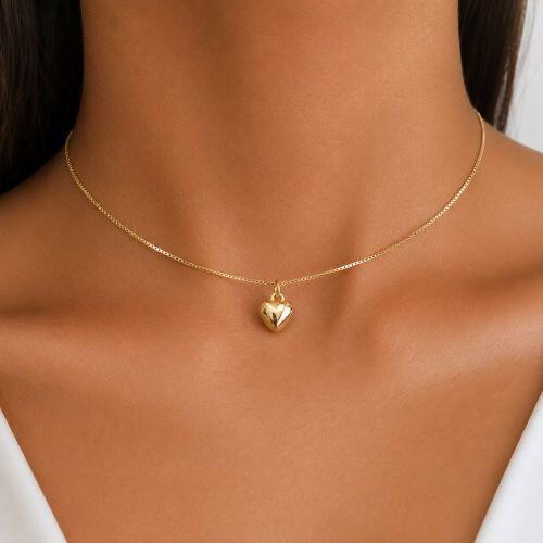 Choker Coração Liso Banhado em Ouro18k