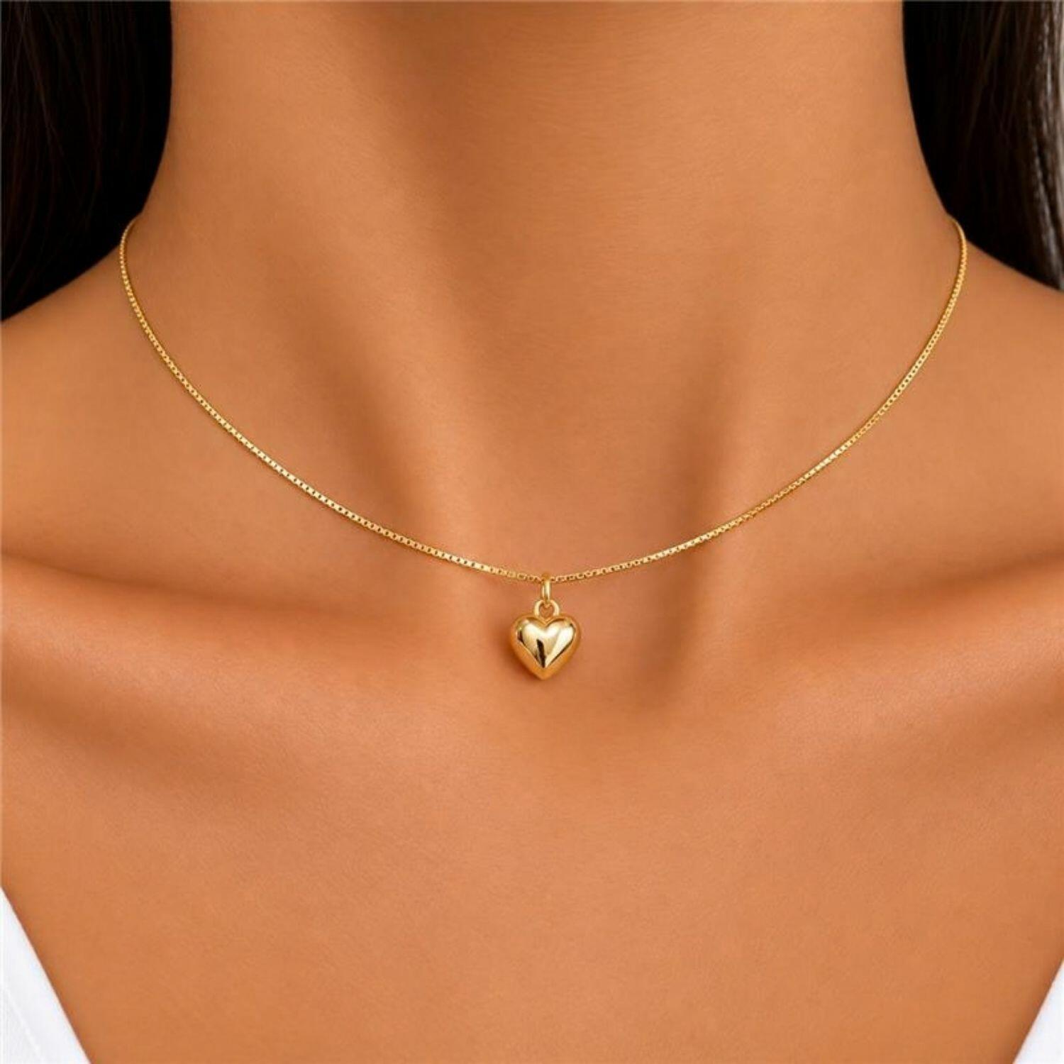Choker Coração Liso Banhado em Ouro18k
