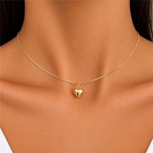 Choker Coração Liso Banhado em Ouro18k