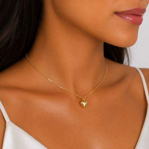 Choker Cora��o Liso Banhado em Ouro18k