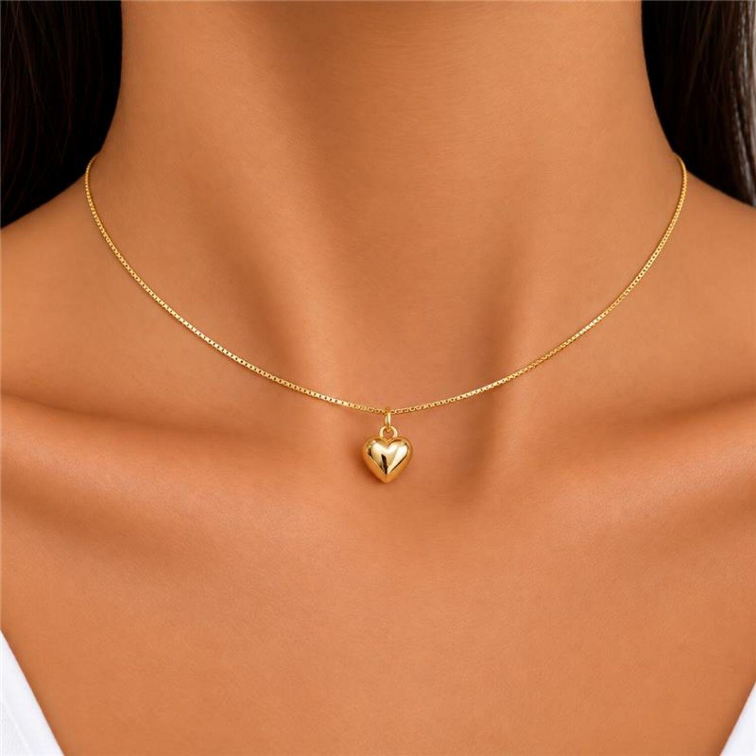 Choker Coração Liso Banhado em Ouro18k