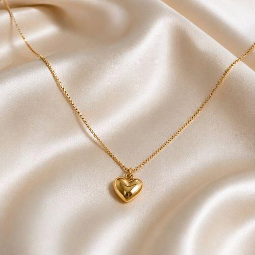 Colar Coração Liso Banhado em Ouro18k