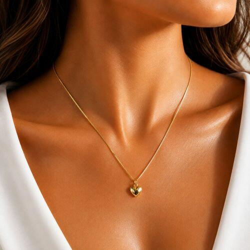 Colar Coração Liso Banhado em Ouro18k