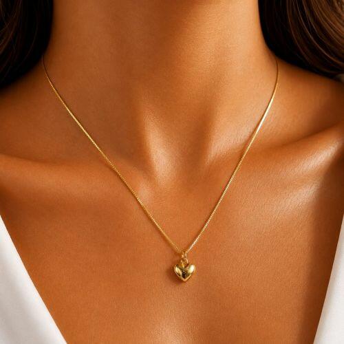 Colar Cora��o Liso Banhado em Ouro18k