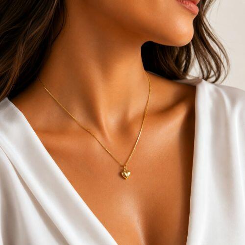 Colar Coração Liso Banhado em Ouro18k