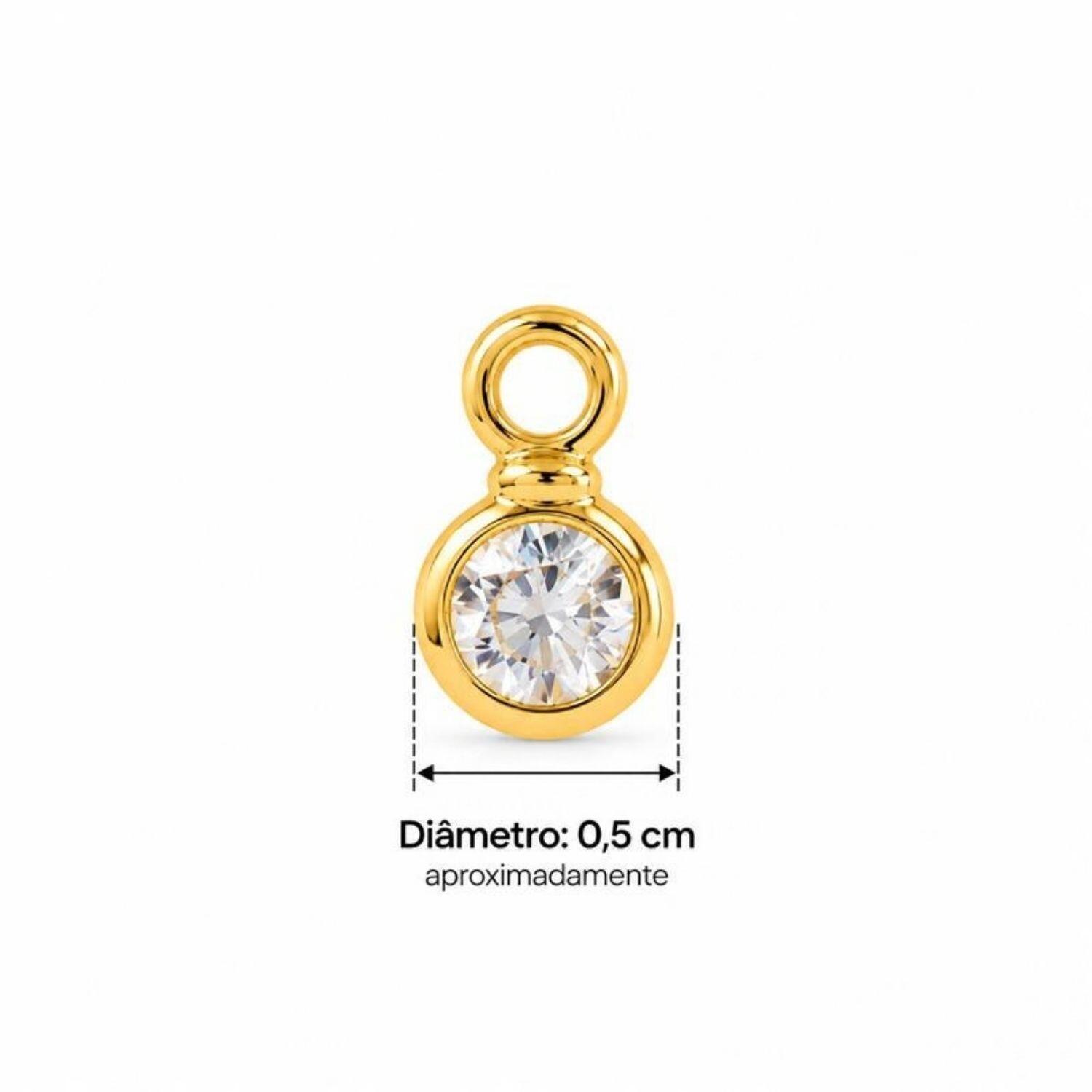Colar Gravatinha Regulável Coração Zircônia Cristal Banhado em Ouro18k