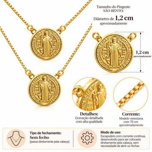 Escapulário São Bento 1.2 cm Banhado em Ouro18k