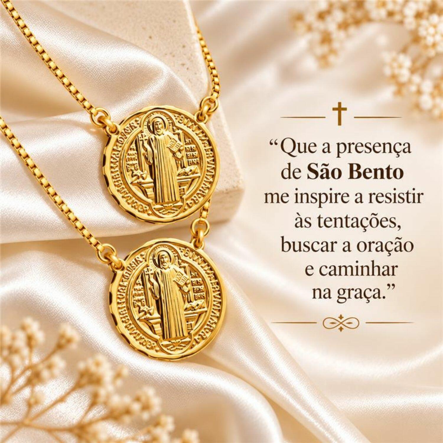 Escapulário São Bento 1.2 cm Banhado em Ouro18k