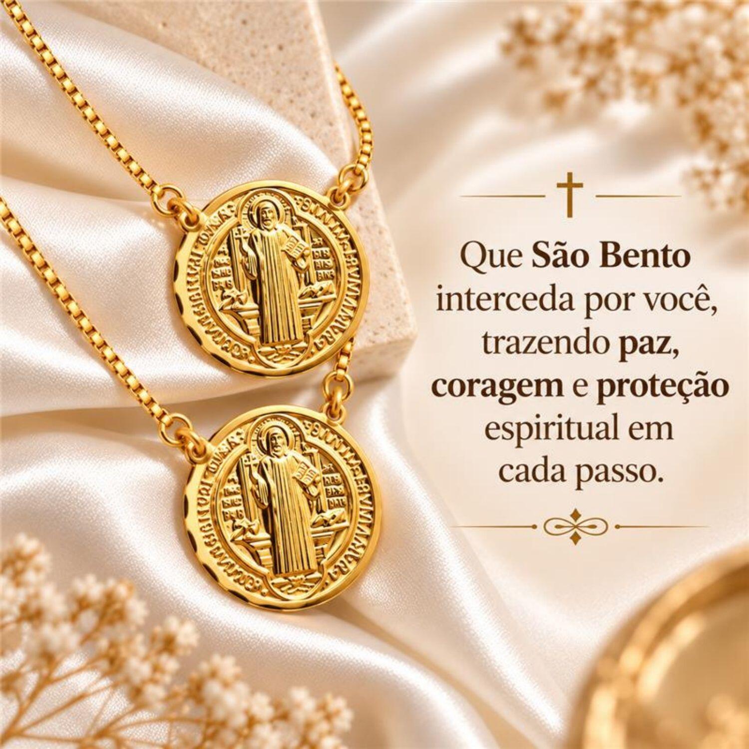 Escapulário São Bento 1.2 cm Banhado em Ouro18k