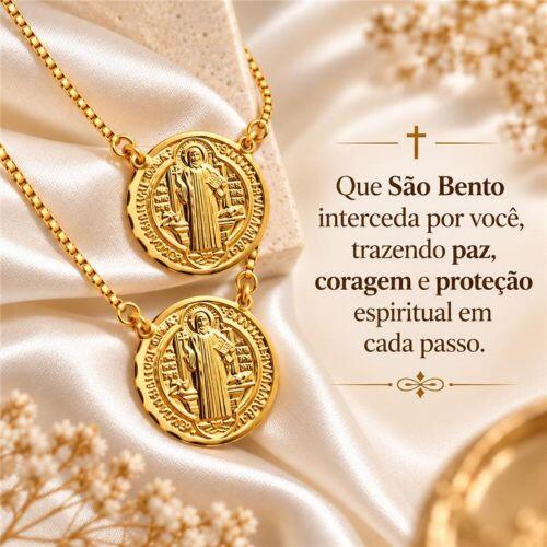 Escapulário São Bento 1.2 cm Banhado em Ouro18k