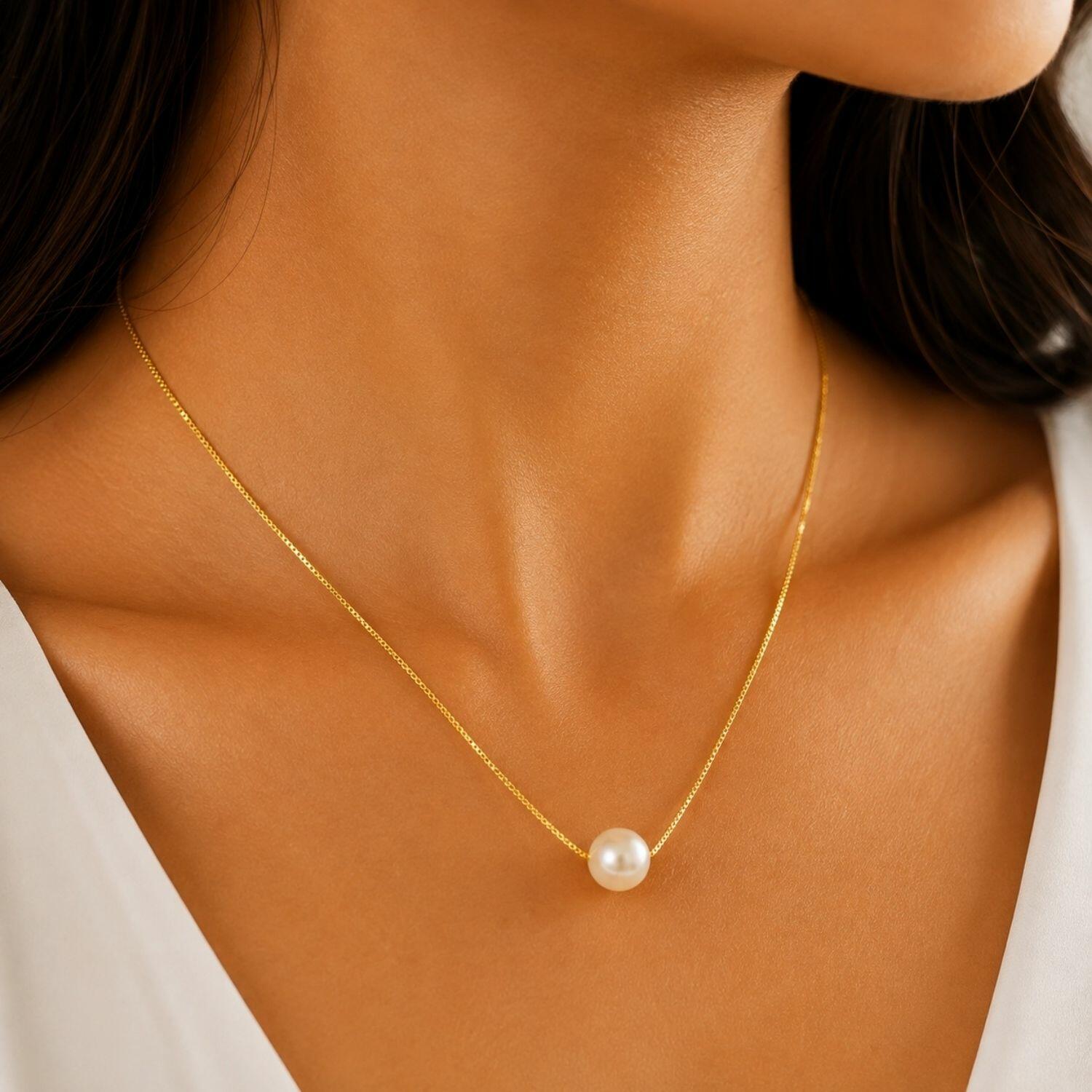 Colar Pérola Banhado em Ouro18k