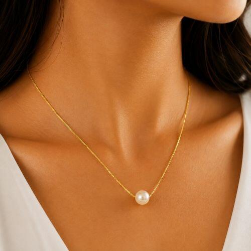 Colar Pérola Banhado em Ouro18k