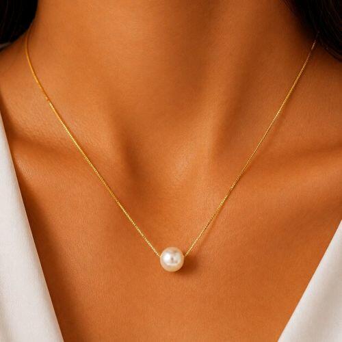 Colar P�rola Banhado em Ouro18k