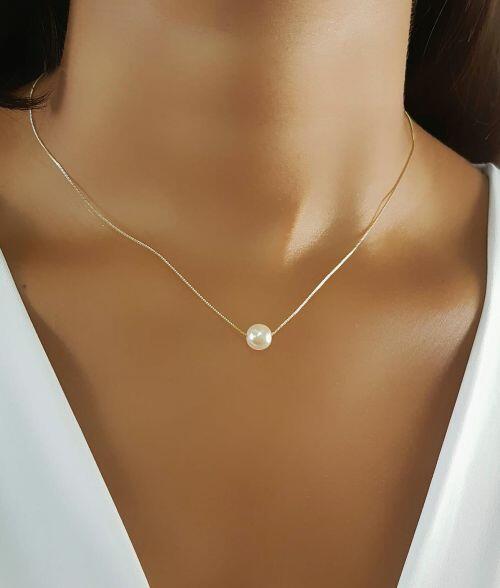 Colar Pérola Banhado em Ouro18k