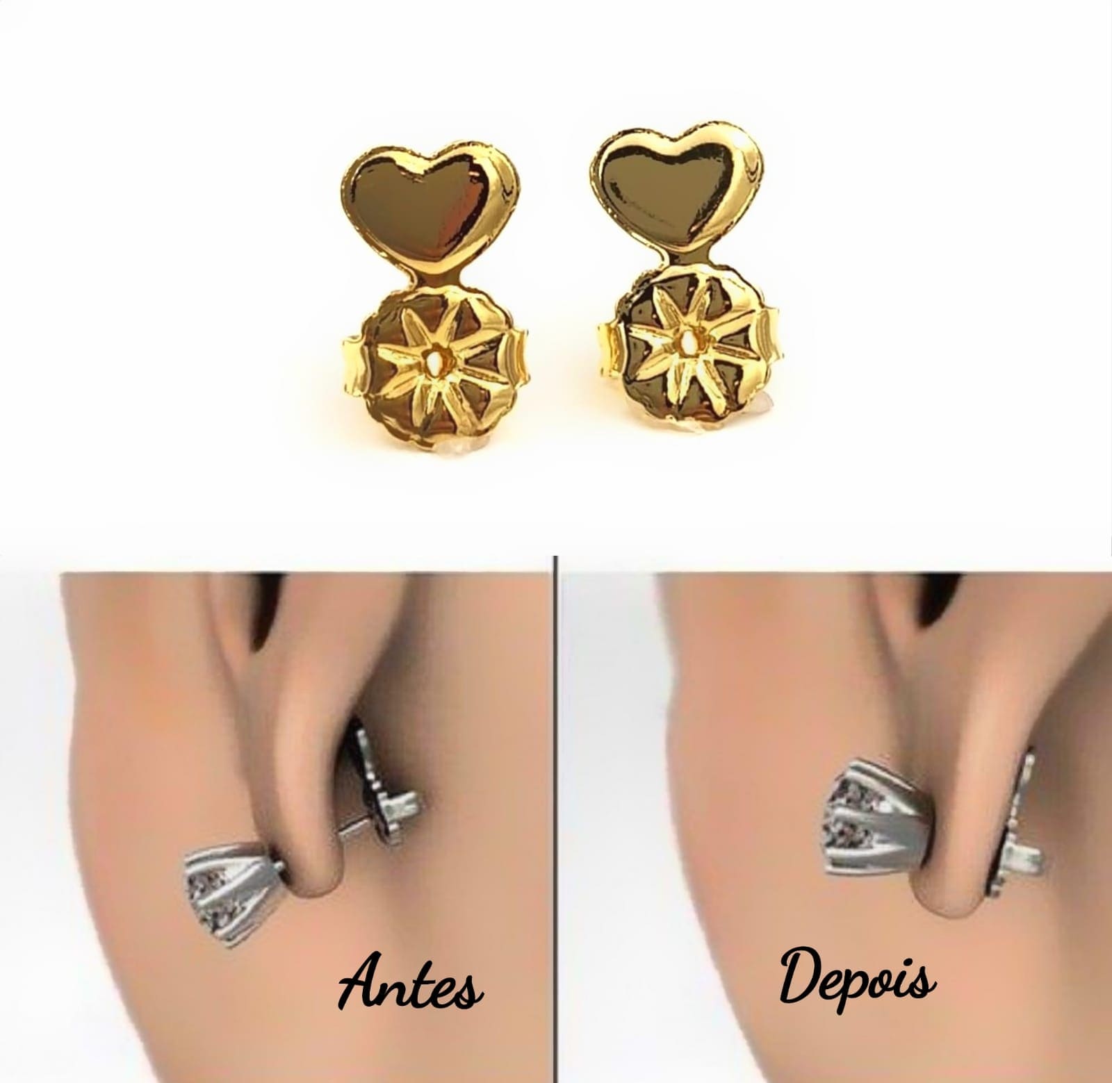 Tarraxa Coração Mágica Banhado em Ouro 18k