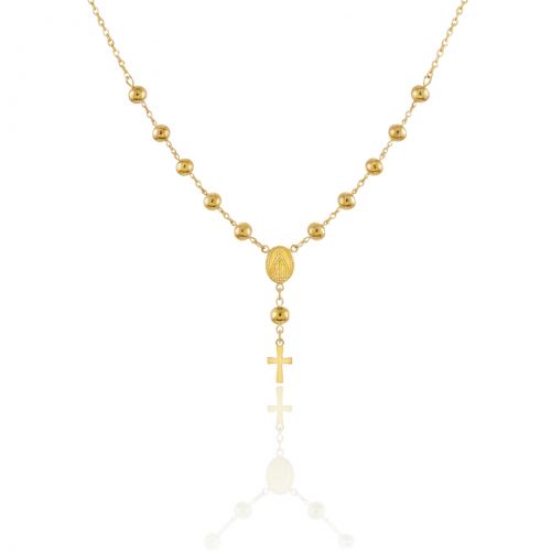 Colar Ter�o Nossa Senhora Milagrosa Frente e Verso Banhado em Ouro 18K