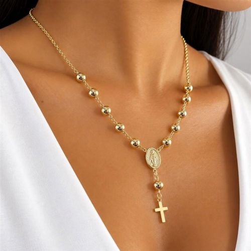 Colar Terço Nossa Senhora Milagrosa Frente e Verso Banhado em Ouro 18K
