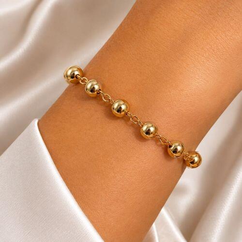 Pulseira Bola 0.6 cm Banhada a Ouro