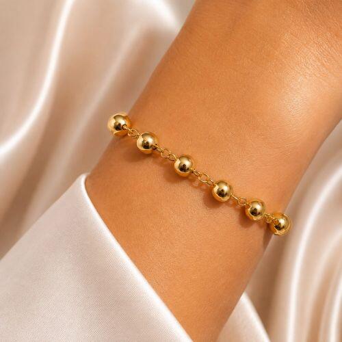 Pulseira Bola 0.6 cm Banhada a Ouro