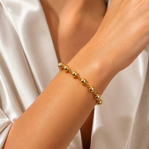 Pulseira Bola 0.6 cm Banhada a Ouro