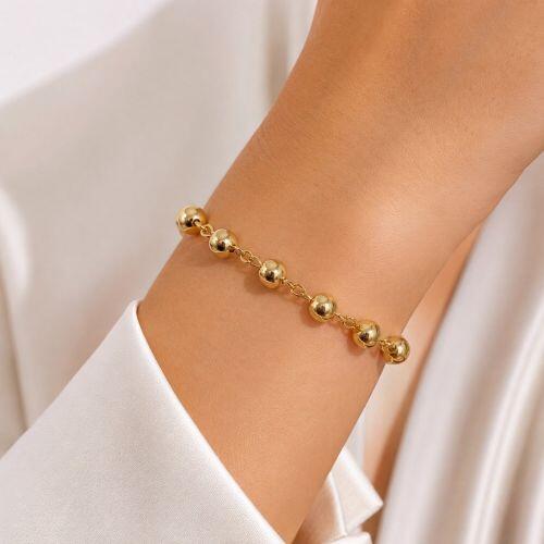 Pulseira Bola 0.6 cm Banhada a Ouro