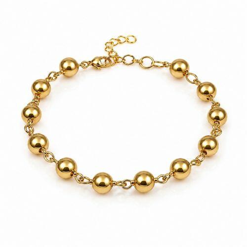 Pulseira Bola 0.6 cm Banhada a Ouro