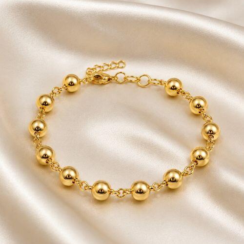 Pulseira Bola 0.6 cm Banhada a Ouro